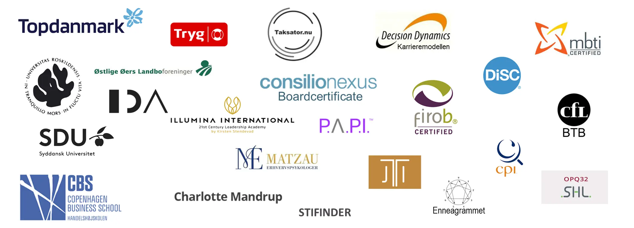 Logo palette Logoer fra arbejdssteder og certificeringer